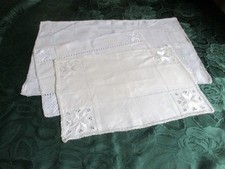 Vintage lefkara lace traycloths - Col. x 3 - Cream linen
