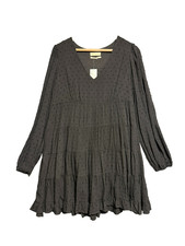 Urban Outfitters Black Clip Dot Tiered Mini Dress Boho Cottagecore Romantic M