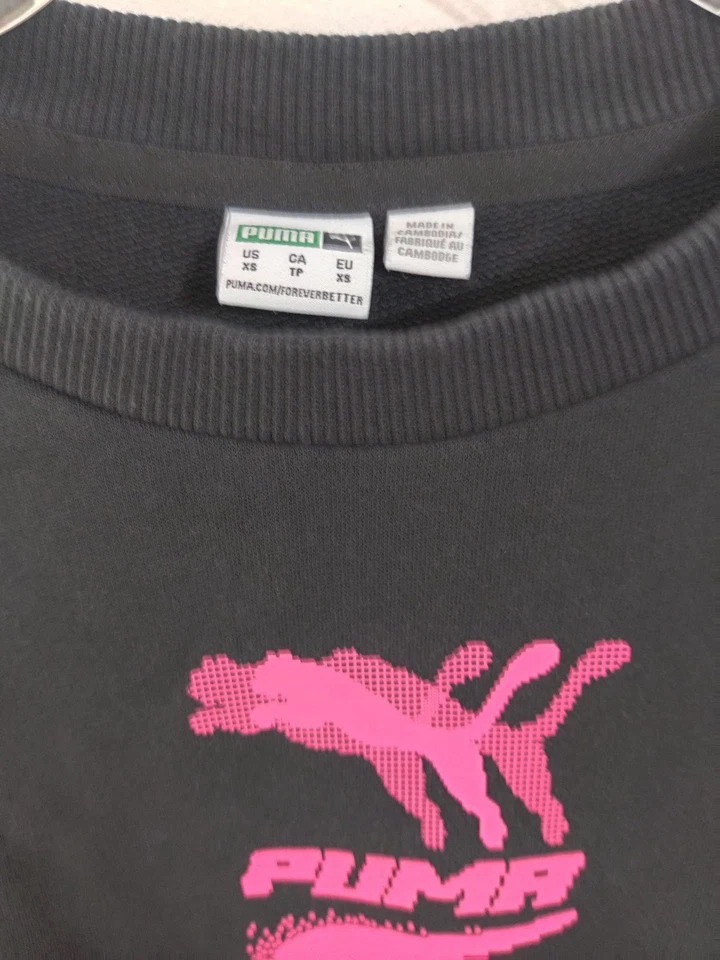 Suéter Puma XS Recortado Negro Rosa Para Mujer Otoño Invierno Foto 2 de 4
