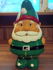 8" Green Ceremic Santa Elf Decoration Garden Gnome Cute Xmas Decor