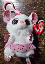 Ty Beanie Boos - NINA the Mouse Plastic Key Clip  3 Inch Plush Toy