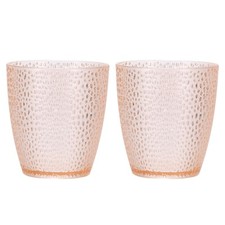 Clear Plastic Reusable Drinking Glasses, 6.8oz Hobnail Water Cup(Pink, 2Pcs)
