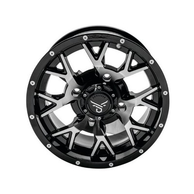QuadBoss Barbwire Wheel 15x7, 4/156, 4+3, Black/Machined RT-GW081157156MBA