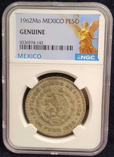 1962-Mo Mexico 1 Peso NGC Genuine Silver Coin