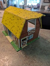 Vintage 1960s MARX USA Tin Litho Lazy Day Farm Barn Playset AS IS
