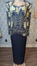 Nite Line Vintage Silk Sequin Beaded Evening Gown 100 Silk