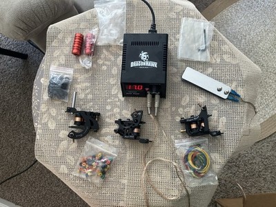 3 Machine Dragon Hawk Complete Tattoo Kit  With 2 Different Liners And 1 Shader
