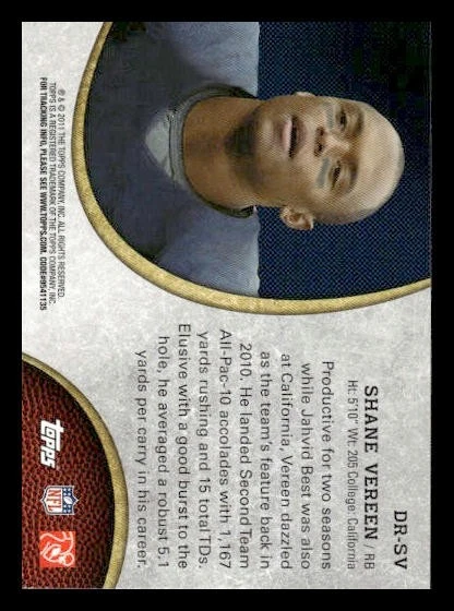 2011 Topps Rising Rookies #DR-SV Shane Vereen Rookie California Golden Bears - Image 2 of 2