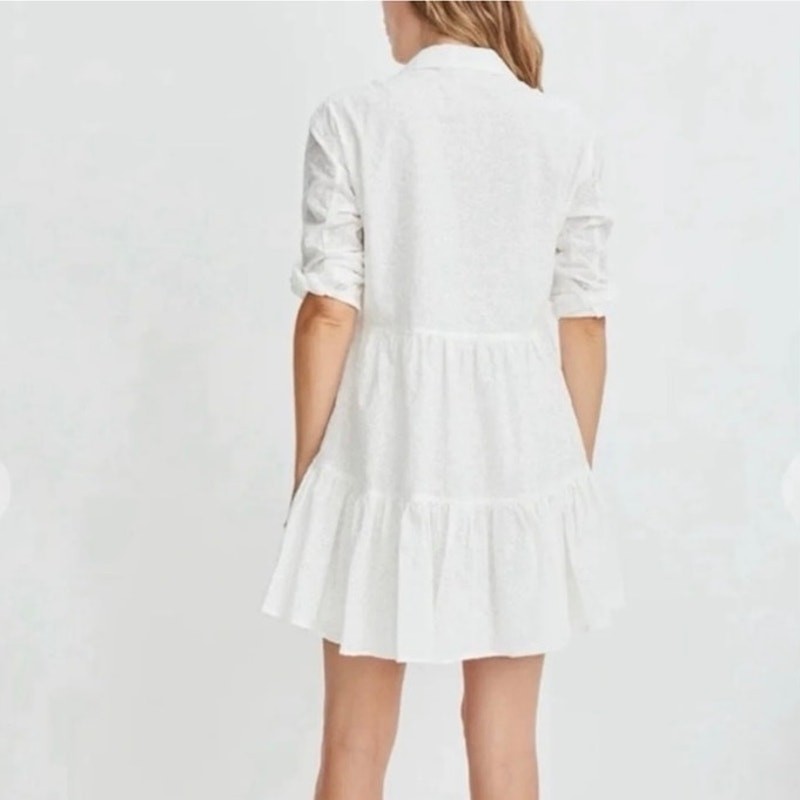 Veronica Beard Atari Eyelet Tiered Mini Dress View 3