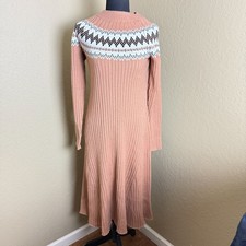Lane Bryant Sweater Dress 14/16 Fair Isle Pink Ribbed Knit Plus Size NWT