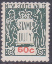 (F366-64) 1966 NSW 60c grey &red Stamp duty (BN)