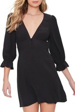 Forever 21 Womens Plunging Trumpet-Sleeve Mini Dress