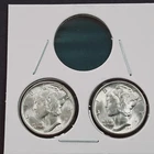 1945  2 GEM BU Silver Mercury Dime set!    1945 S AND  1945 Micro S  A115