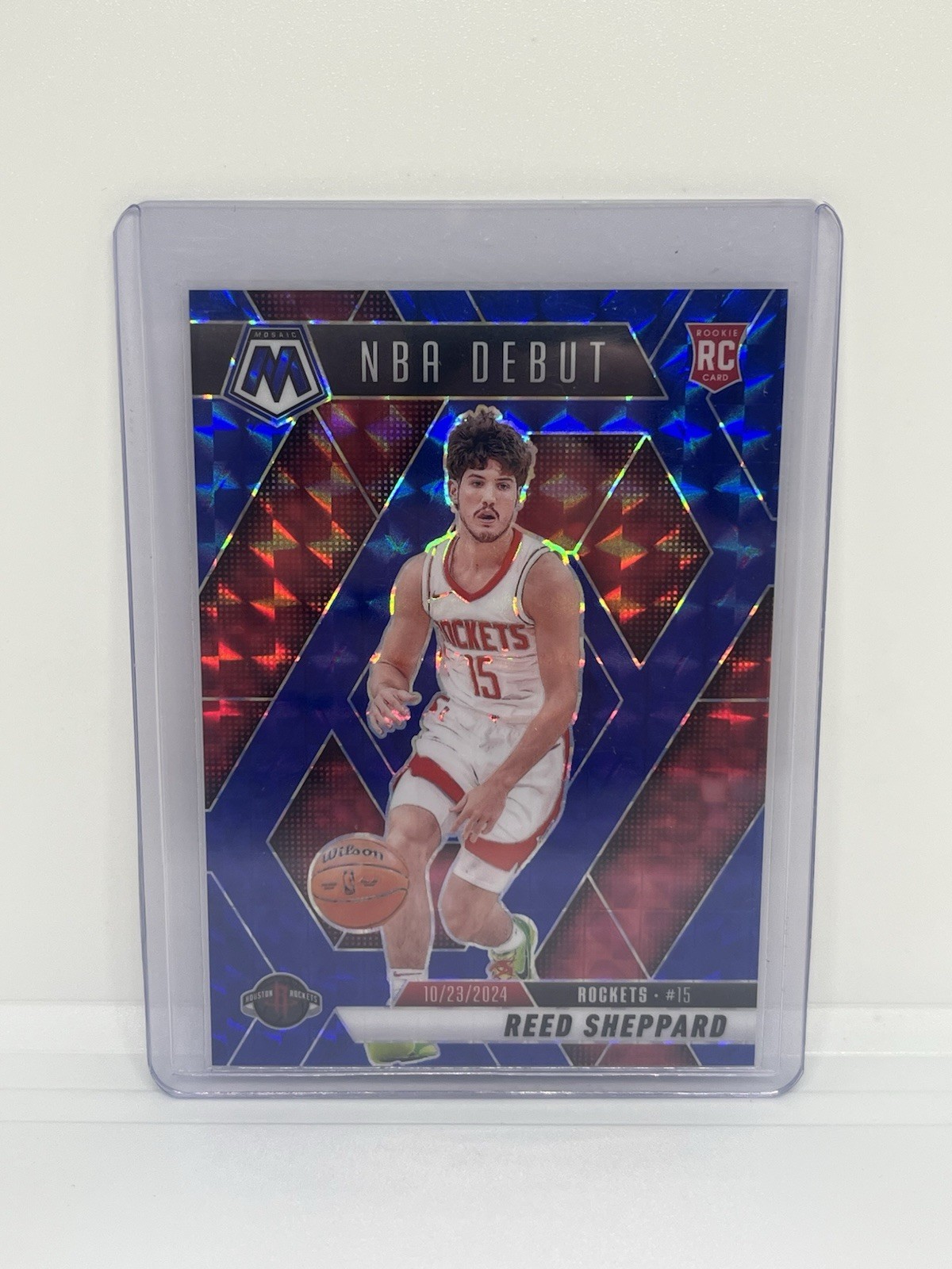 2024-25 Panini Mosaic NBA Debut Blue Prizm /199 Reed Sheppard #252 Rookie RC