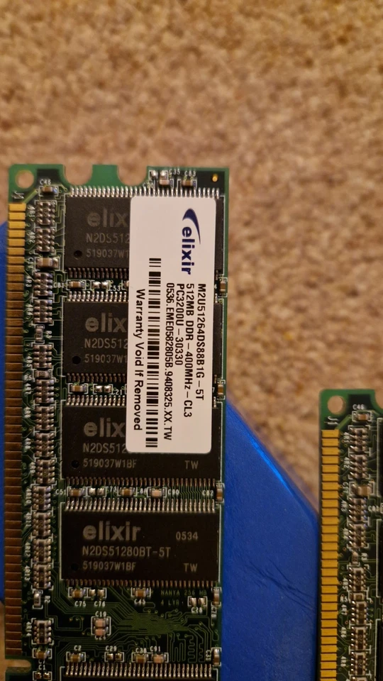 Elixir 512MB DDR ram memory module PC-3200 - M2U51264DS88B1G-5T - Image 2 of 3