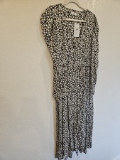 Mango Black And White Floral Maxi Dress - Size S