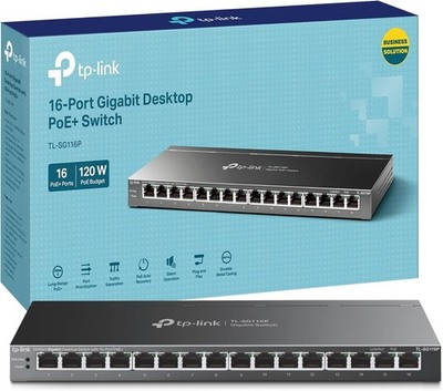 TP-Link TL-SG116P 16-port Gigabit Poe+ Unmanaged Desktop Switch New