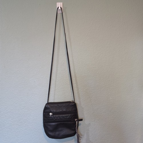 Vintage 90’s Y2K Pebbled Leather Crossbody Shoulder Bag Purse Travel Multi Zip  - Picture 2 of 9
