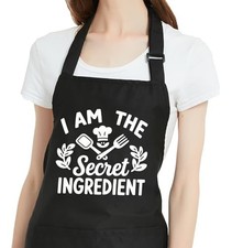 Funny Aprons for Women with 2 Pockets, Black - I Am the Secret Ingredient