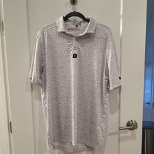 Bad Birdie Men's Geometric Gray White Golf Polo Shirt Size L