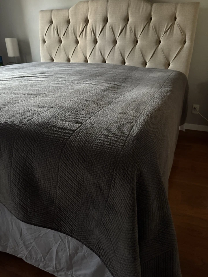 Restauración Hardware Cobertor Terciopelo Puntada Chevron GRÁFICO King/Cal King Lujo Foto 4 de 4