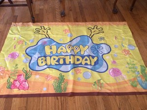 Cartoon Sponge Birthday Decorations Banner for Yellow,39x59 undersea theme K