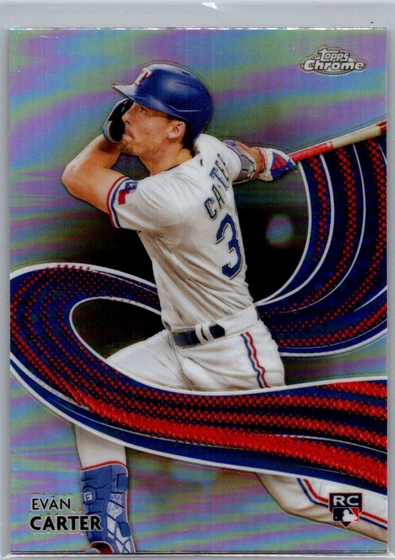 2024 Topps Chrome Strokes Rookie RC Evan Carter #23 Texas Rangers