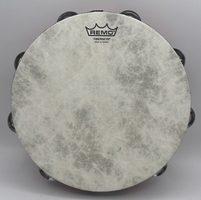 Remo Fiberskyn Tambourine Black Double Row 10 Inch Drum Quadra Hand Percussion