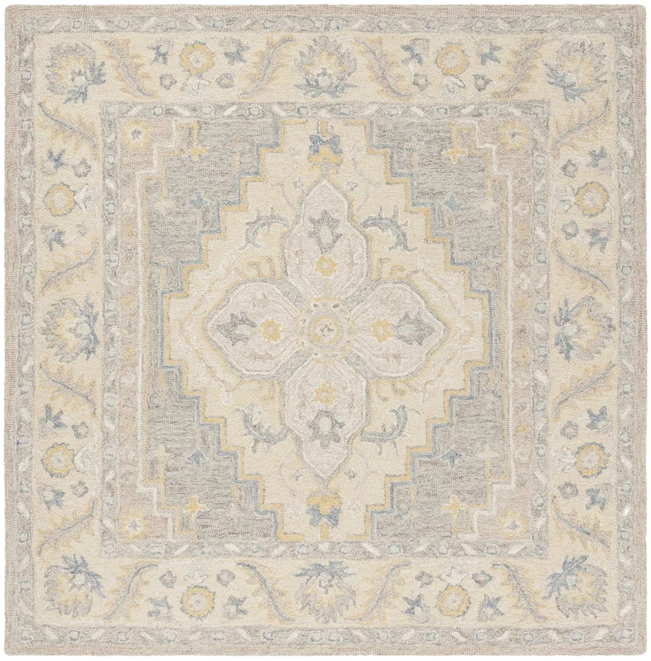 Alfombra Colección Micro-Loop - 5' Cuadrada, Beige y Gris, Lana Hecha a Mano, Idea... Foto 2 de 4