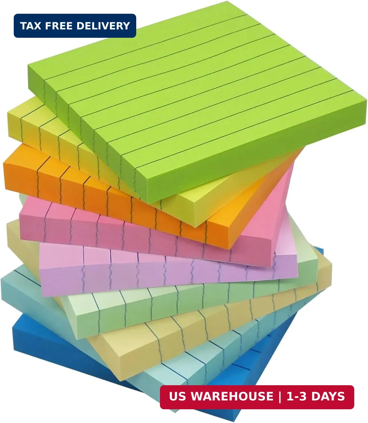 HQCME 9 Pack Lined Sticky Notes 3x3 in, Self-Stick Note Pads, 82 Sheets/Pad