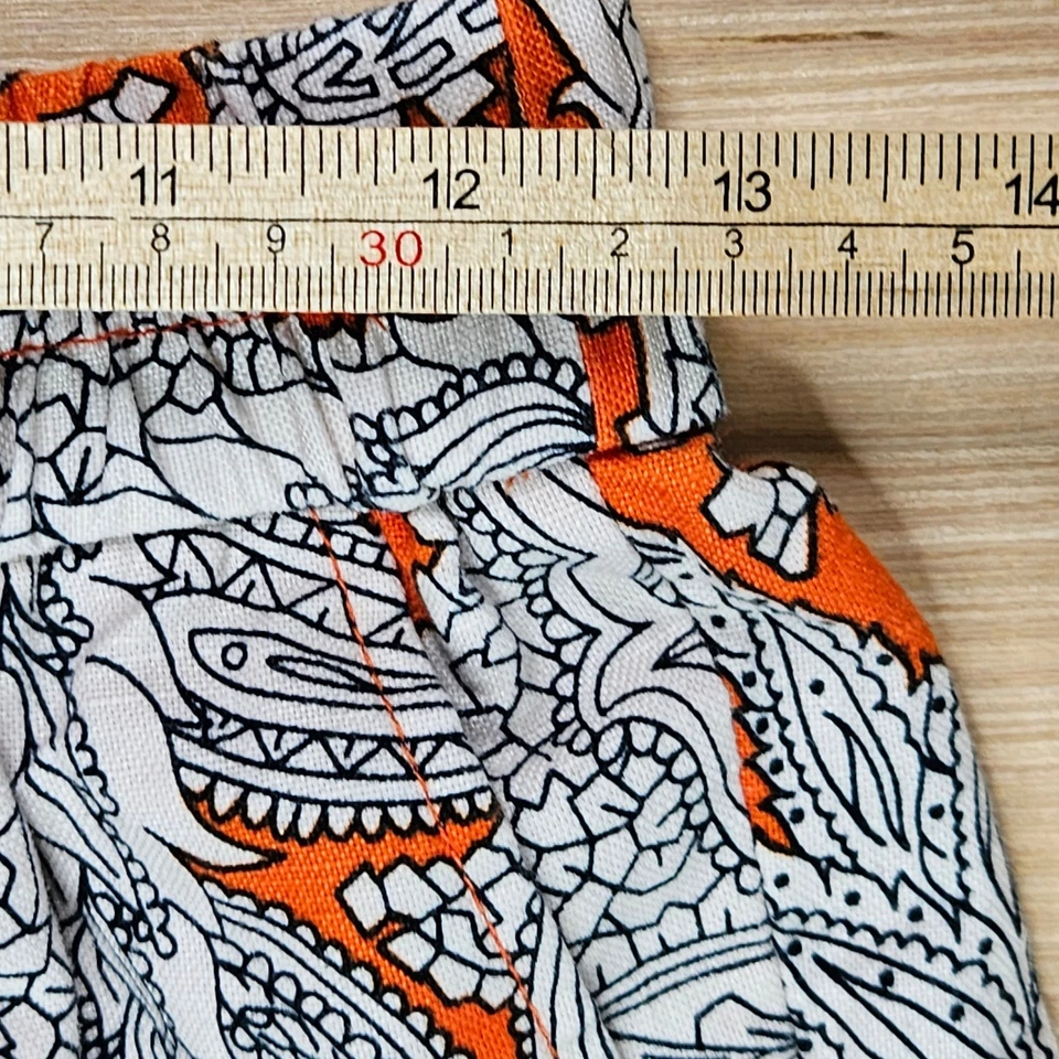 Pantalones Cortos J Crew Mujer Talla 00 Naranja Blanco Negro Estampado Paisley Informal Mezcla de Lino Foto 4 de 4
