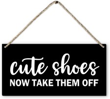 Cute Welcome Sign 12x6 Please Take Shoes Off Rustic Wall Hanging