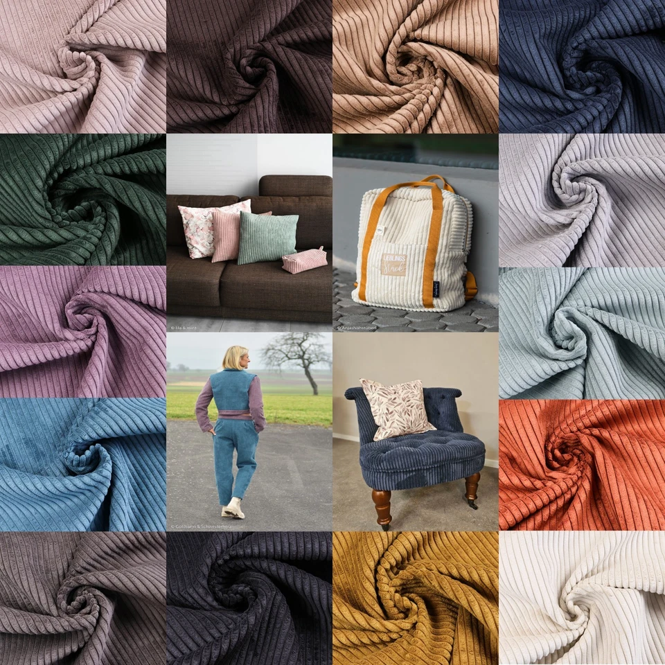 POLSTERSTOFF Cord Samt Taschen Bekleidung grob gerippt GRÜN EUR 17,98/m - Bild 3 von 4