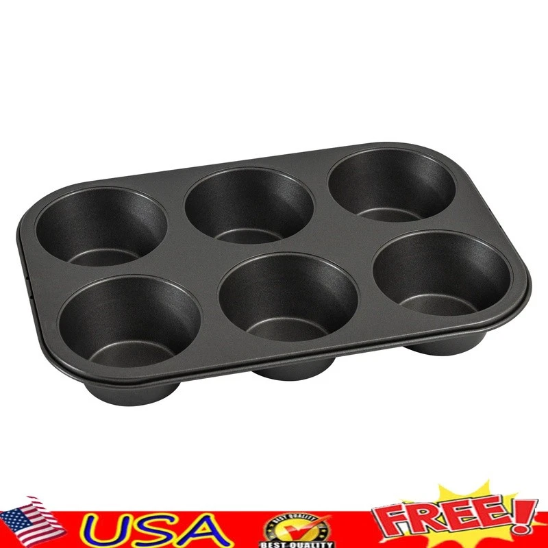 Non-Stick Jumbo Muffin Pan 6 Cup Bakeware Carbon Steel Kitchen Cookware New
Opens in a new window or