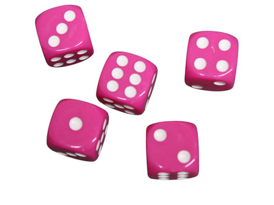 Blickdicht Rosa 16 mm D6 Rollenspiel Würfel mit weißen Punkten