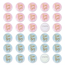 Gender Reveal Button Pins 30 Pcs, Team Boy Girl Button Pins, Pink blue Button...