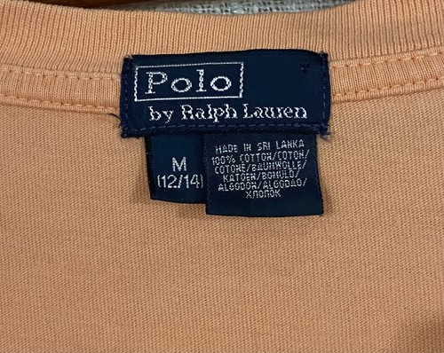 Polo Ralph Lauren Boy's Medium Orange w/ Aqua Blue Logo Crewneck S/S T-Shirt Tee - Picture 3 of 3