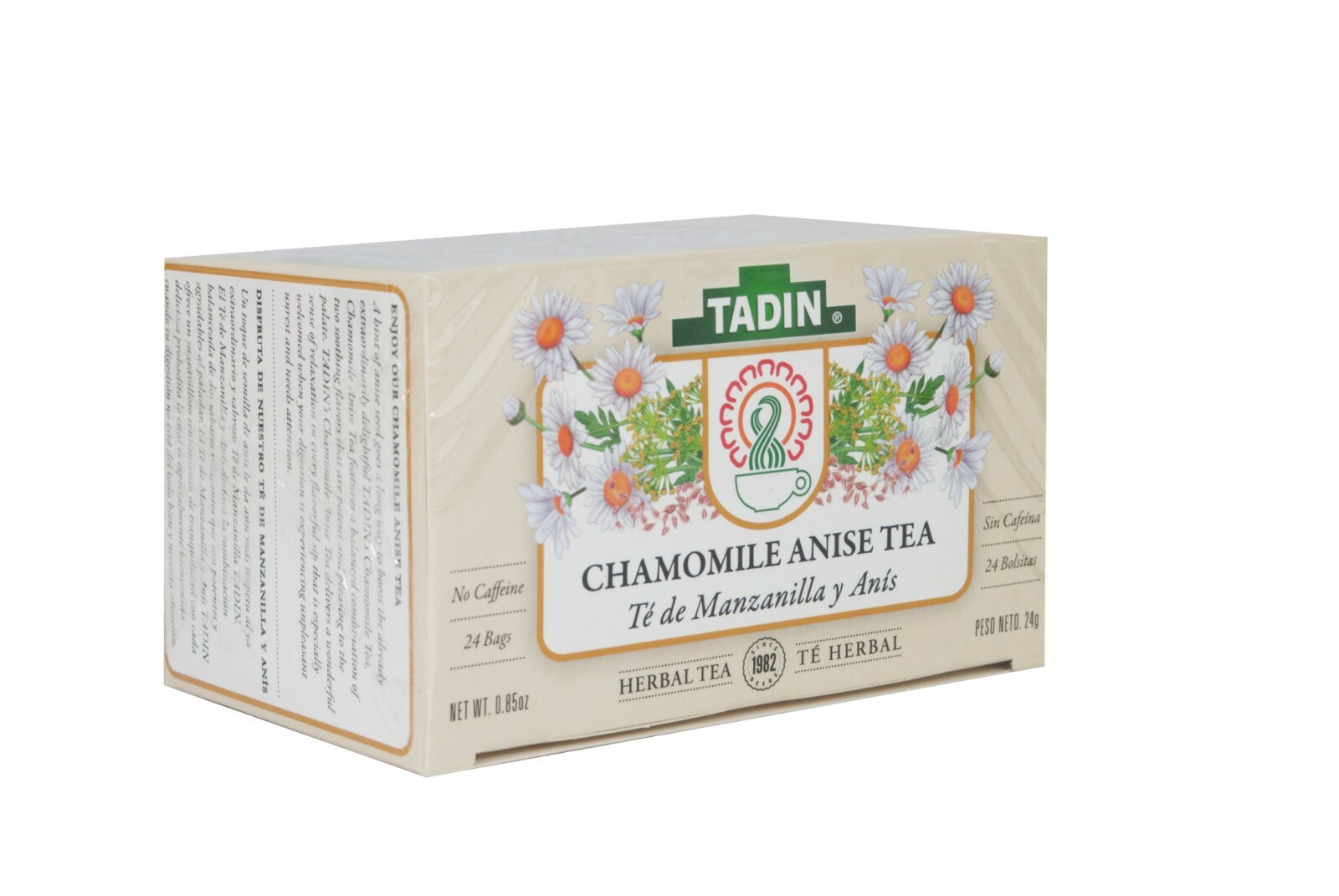 Tadin Chamomile & Anise Tea (Manzanilla & Anis), 24 Bags  (6 BOXES) 01/2027