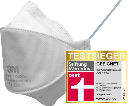 5 Stück 3M™ Aura™ 9320+ FFP2 NR D Atemschutzmaske Staubschutzmaske - Bild 2 von 2