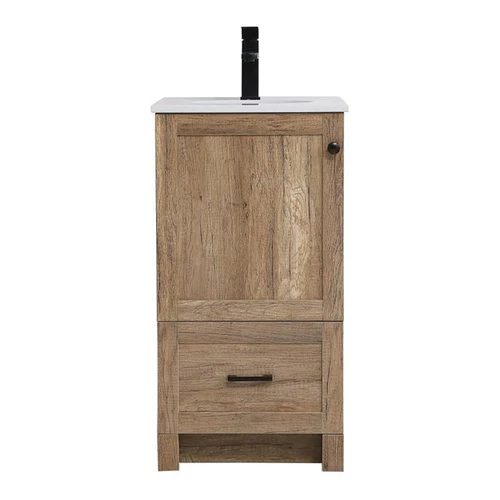 Elegant Decor Soma 18" Steel MDF Stone Single Bathroom Vanity in Natural Oak - Picture 1 of 5