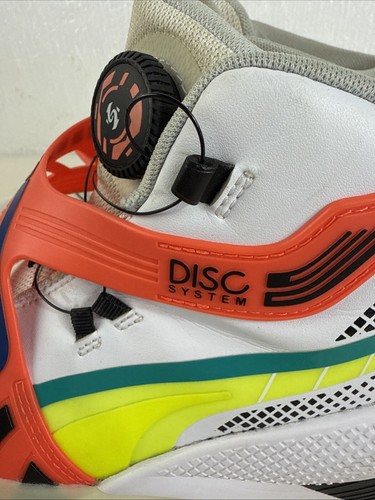 PUMA DISC System Rebirth M Sz 10.5 Basketball Sneakers White Yellow Black Red - Picture 16 of 17