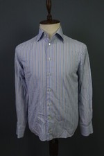 Eton Blue Striped Wrinkle Free Long Sleeve Button Down Shirt Size 40