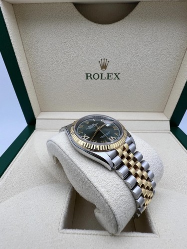 Rolex Datejust 36 126233G 18K Fluted Green Roman VI IX 6/9 Dial Jubilee B&P - 第 6/9 張圖片