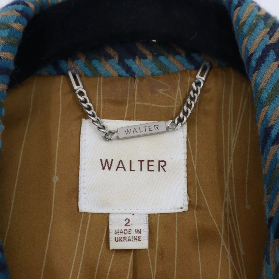 Walter Houndstooth Wool Tweed Blazer Womens 2 Blue Academia Blair Waldorf Preppy - Image 4 of 4