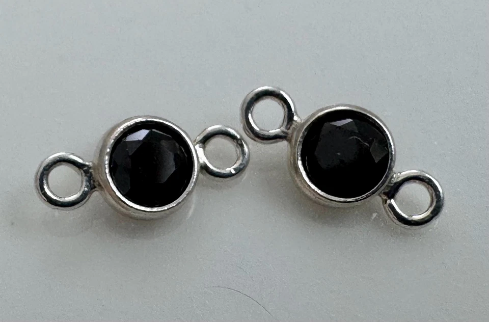 5 piezas - Conector bisel circonita cúbica negra de 3 mm de plata de ley .925 (P47) Foto 4 de 4