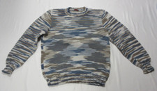 Vintage - Hand Knit Child/Teen Blue, White and Brown Pullover Sweater 1980's