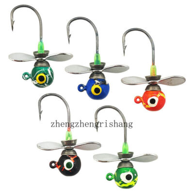 10PCS Propeller Round Ball Jig Heads Hook Crappie Walleye Bass 3/16 1/4 3/8OZ