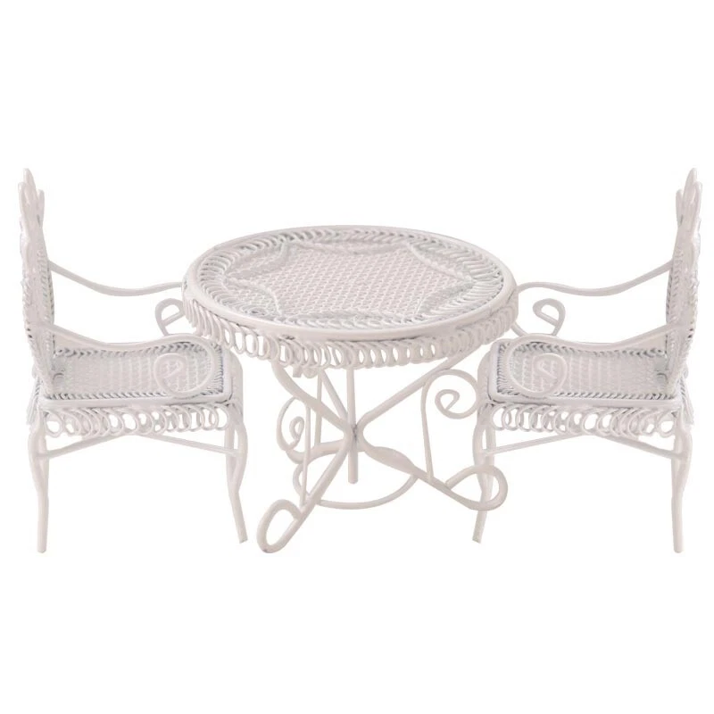 3PC/SET Dollhouse Miniature 1:12 Metal Table Chairs Garden Outdoor Accessories - Image 4 of 4