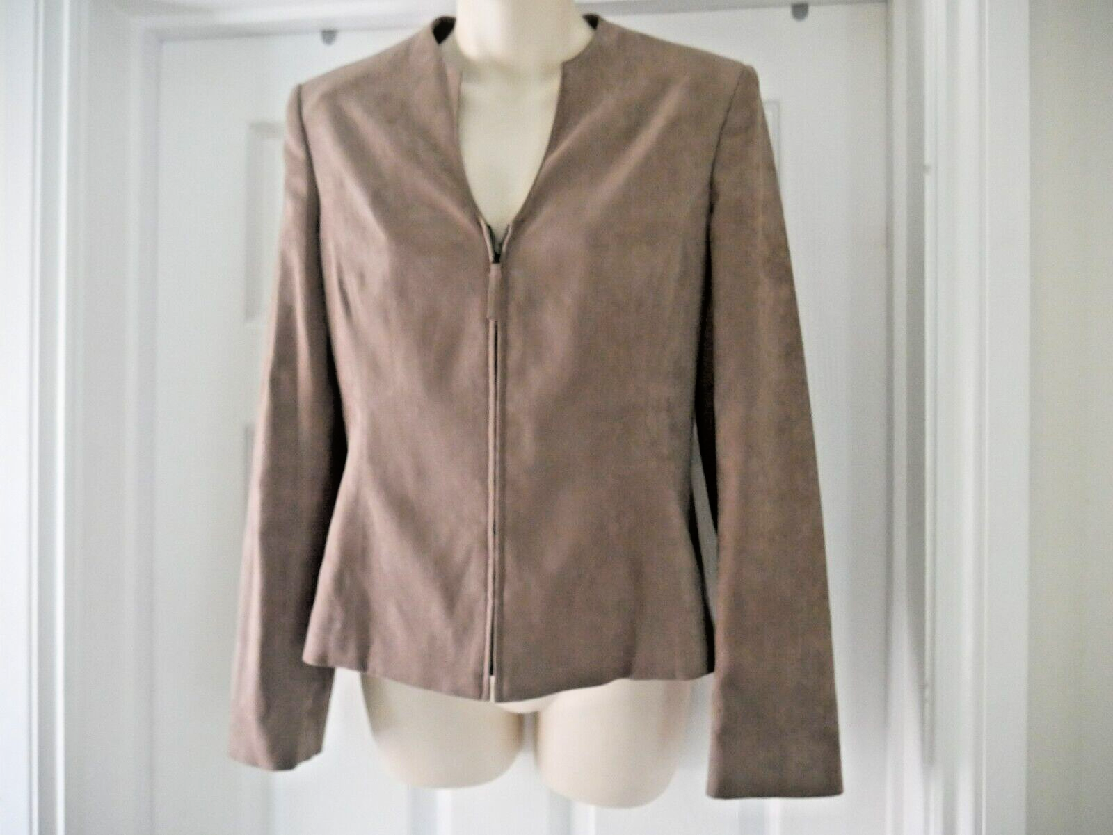 Next Jacket Faux Suede Zip Up Coat Lined Size 10 Smart Classic Versatile Womens