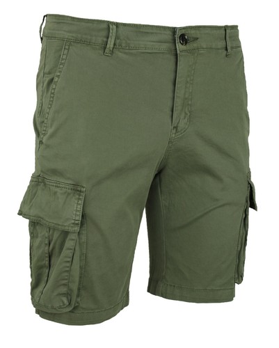 Pantaloni corti uomo Cargo verde militare slim fit cotone con tasconi  laterali | eBay